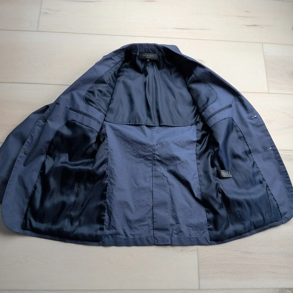 Rag & Bone Blazer Mens 36 Half Lined Modern Cotton Lightweight Navy Blue Jacket